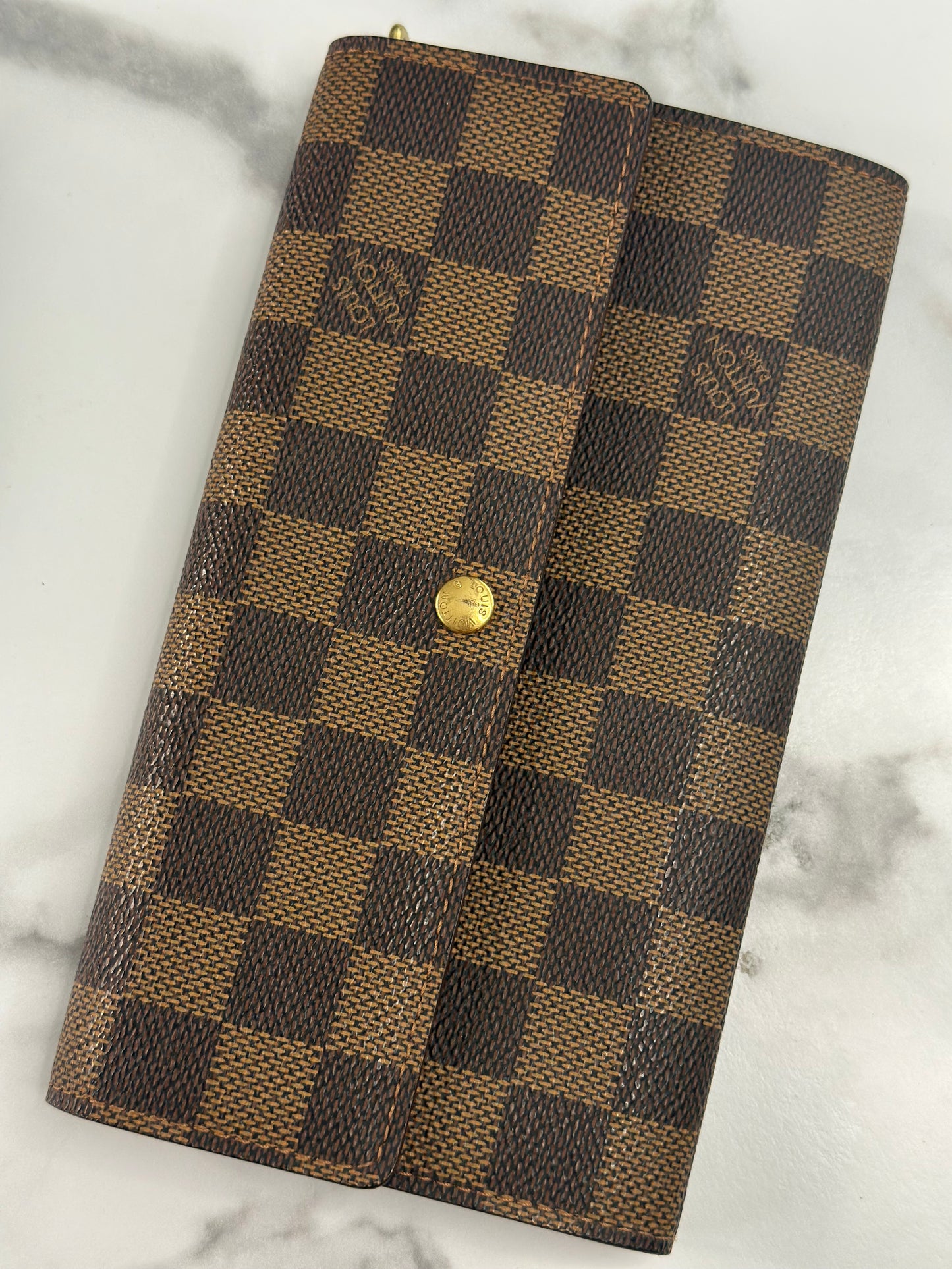 Pre-owned Louis Vuitton Damier Ebene Sarah Wallet￼
