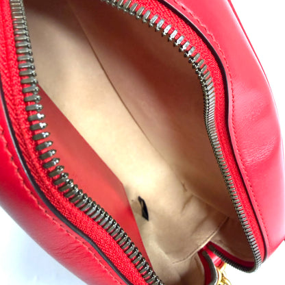 Pre-owned Gucci Matelasse Small GG Marmont Chain Shoulder Bag Hibiscus Red