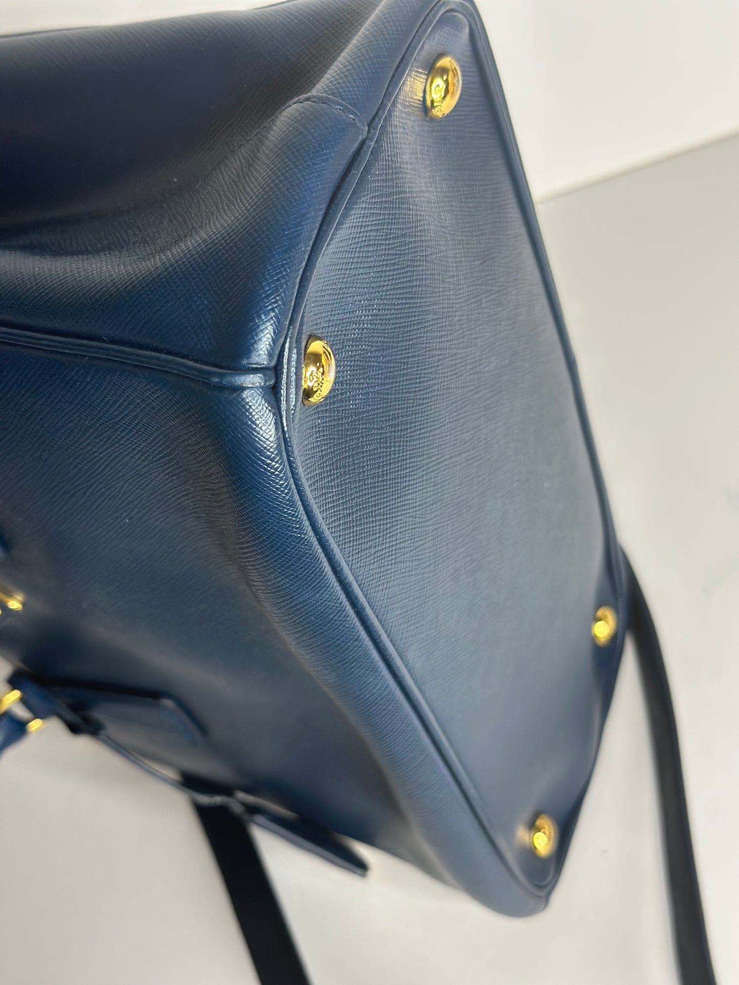 Pre-owned Prada Blue Saffiano Leather Medium Double Zip luxe two way tote