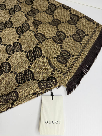 Pre-owned Gucci Jumbo GG Wool Blend Scarf