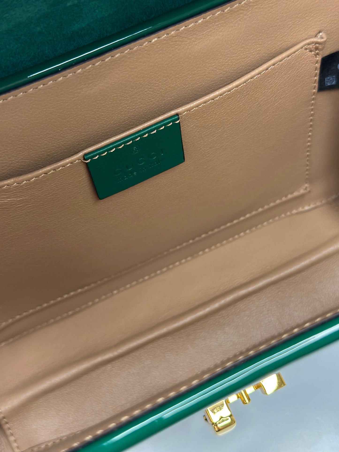 Pre-owned Gucci Green patent leather Sylvie 1969 with gold hardware shoulder bag