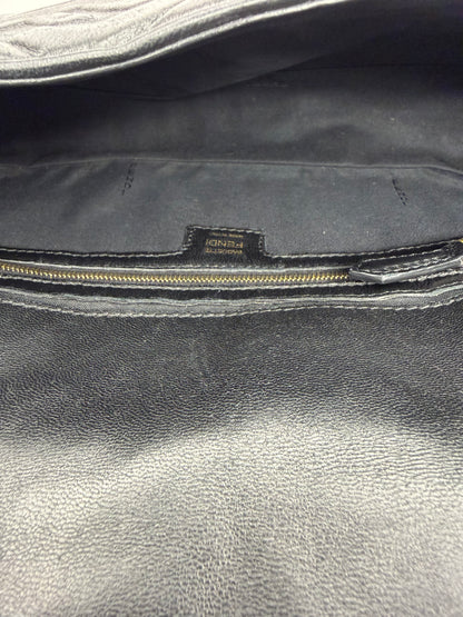 Pre-owned Fendi Nappa FF 1974 Embossed Baguette Black