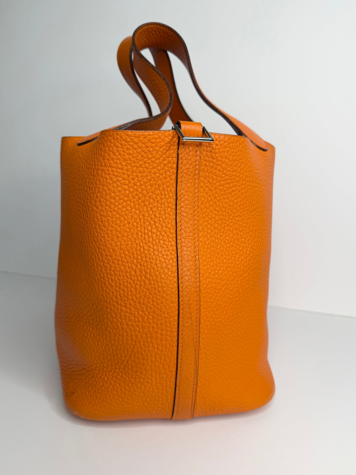 Hermes Clemence Orange Leather Picotin 22 tote