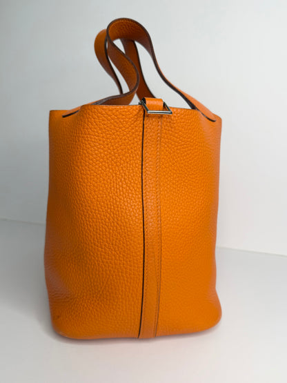 Hermes Clemence Orange Leather Picotin 22 tote