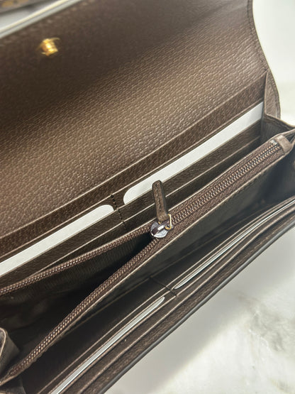 Pre-owned Gucci GG Ophidia supreme canvas long wallet