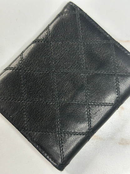 Pre-owned Chanel quilted calf skin leather Vintage card holder