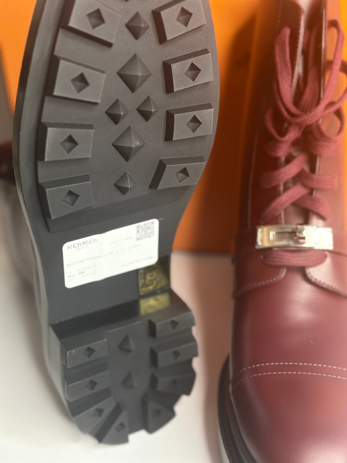 Pre-owned Hermes Bordeaux funk ankle boots