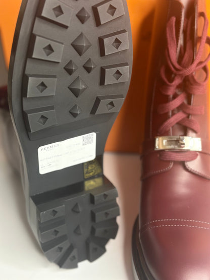Pre-owned Hermes Bordeaux funk ankle boots