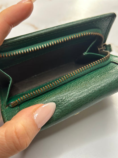 Pre-owned Gucci Diana green, leather, compact trifold wallet