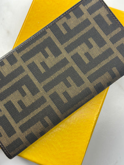 Pre-owned Fendi Zucca Brown canvas wallet