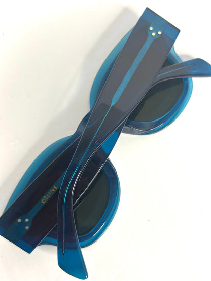 Pre-owned Celine Zoe square sunglasses in petrol blue acetate