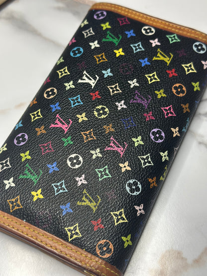 Pre-owned Louis Vuitton x Takashi, Murakami Vintage Multicolore Porte-Tresor International Wallet in Black