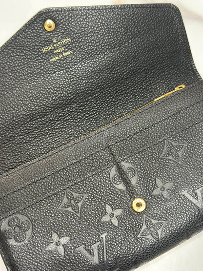 Pre-owned Louis Vuitton black Empriente leather Sara wallet