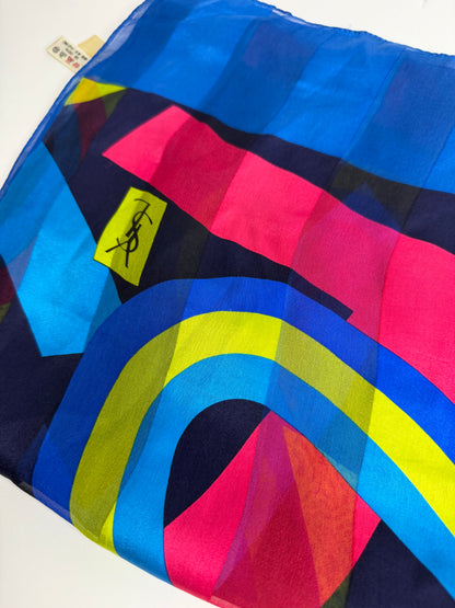 Pre-owned Yves Saint Laurent multicolor sheer silk scarf