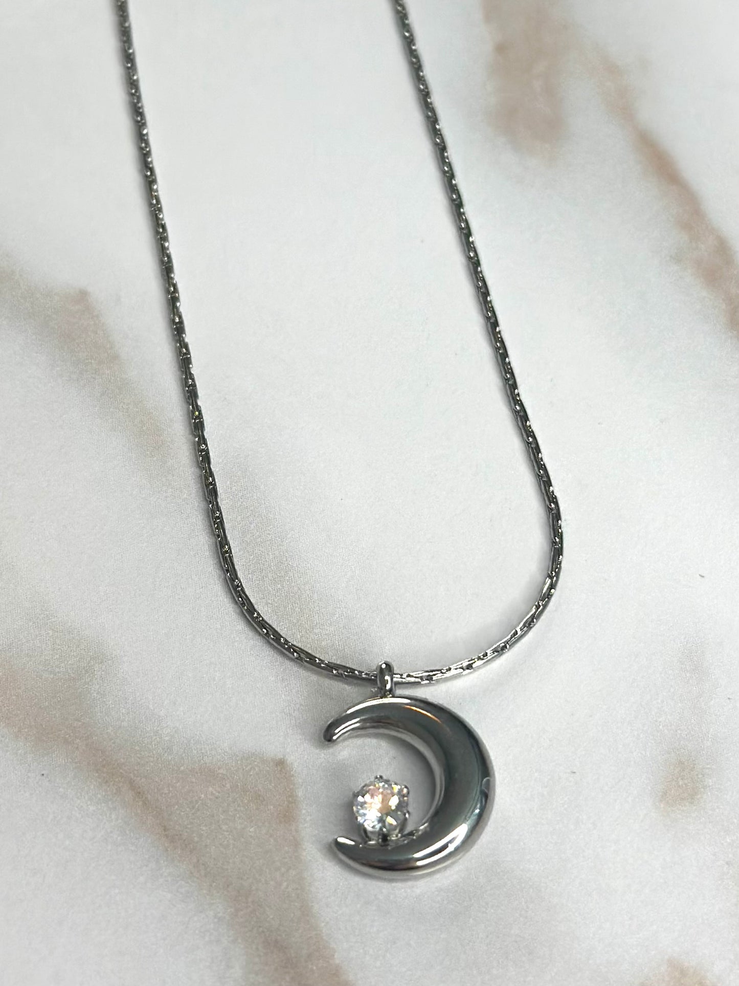 Crescent moon SLV necklace