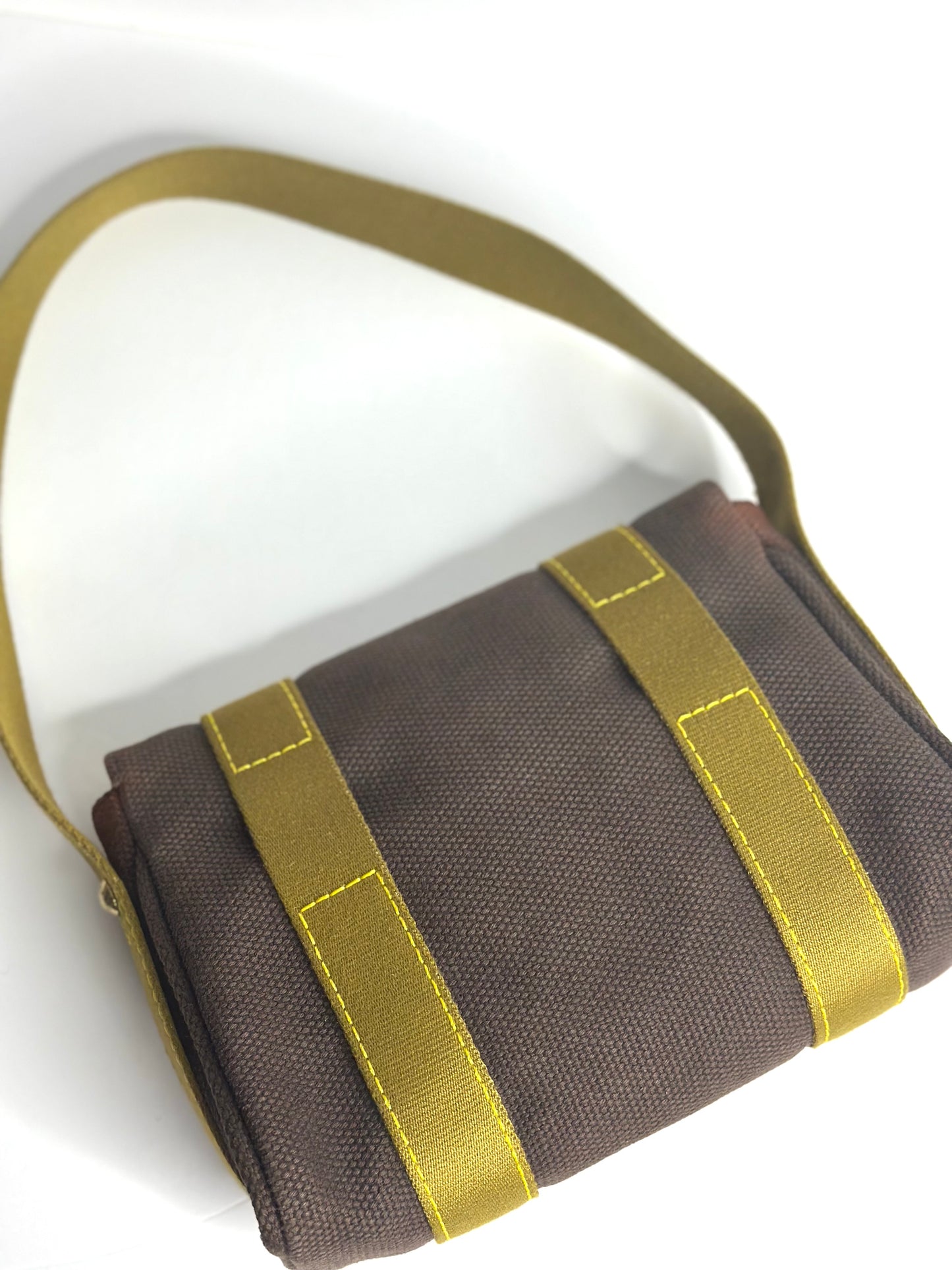 Pre-owned Louis Vuitton Antigua Sac Rabat bag in brown canvas with olive green straps