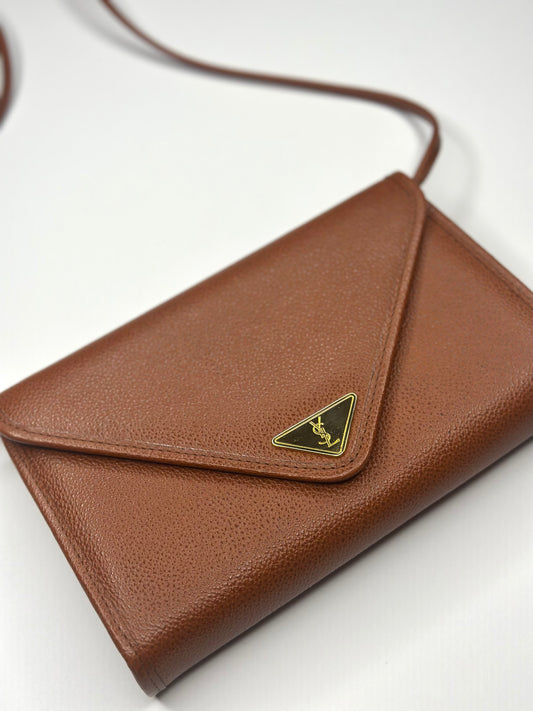 Pre-owned Yves Saint Laurent vintage envelope crossbody cognac leather