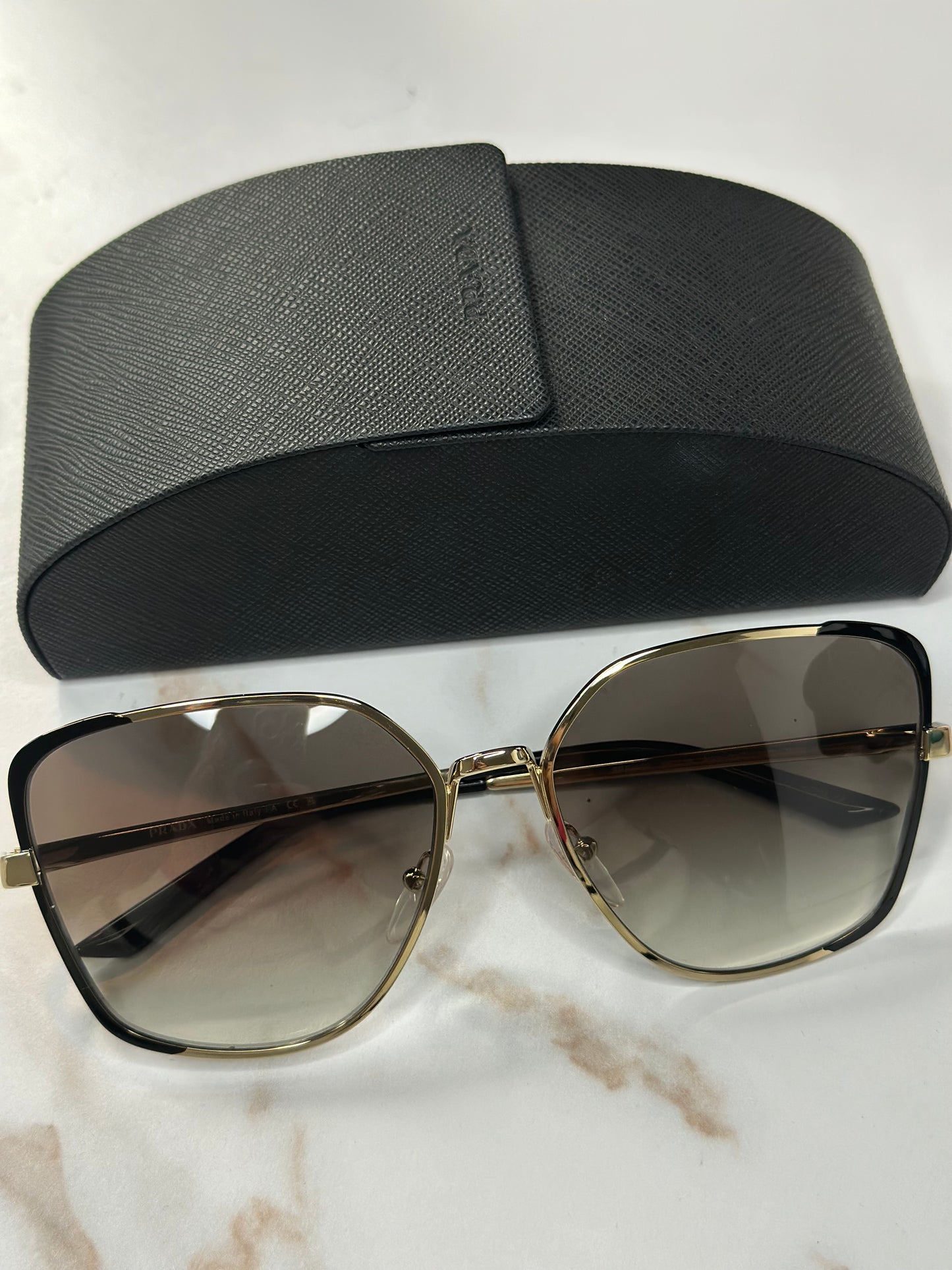 Pre-owned Prada Black x Silver geometric sunglasses