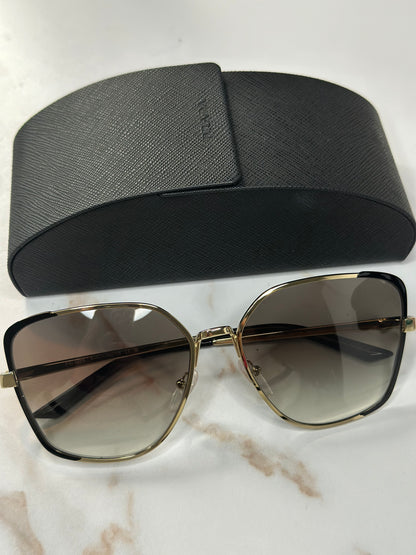 Pre-owned Prada Black x Silver geometric sunglasses