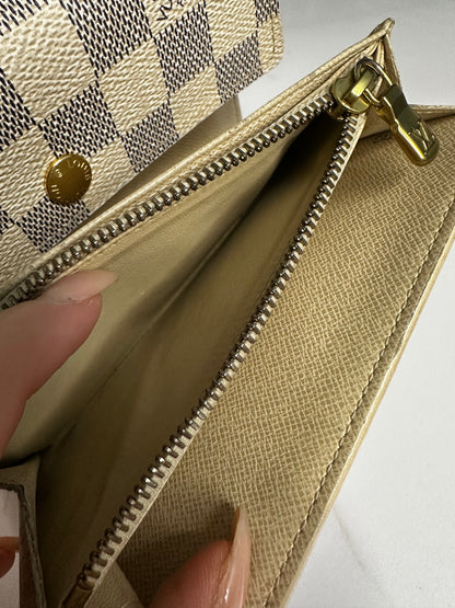 Pre-owned Louis Vuitton Damier azur Alexandra wallet