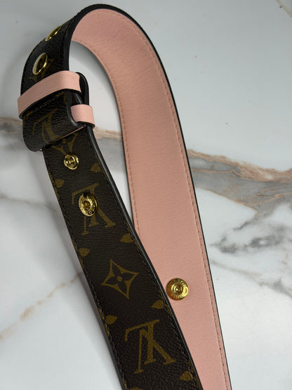 Pre-owned Louis Vuitton Monogram Bandoulière Shoulder Strap in Rose Ballerine and monogram canvas