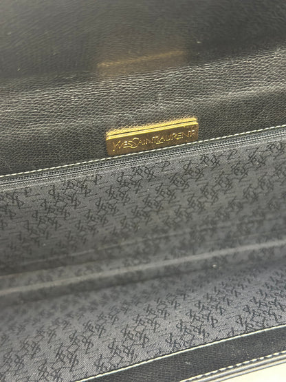 Pre-owned Saint Laurent pebbled leather black leather