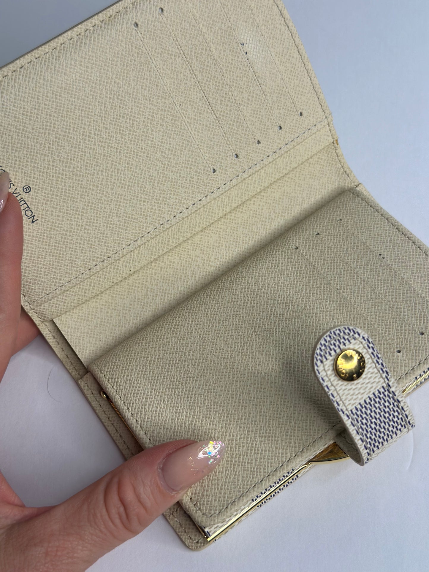 Pre-owned Louis Vuitton Damier azur French wallet