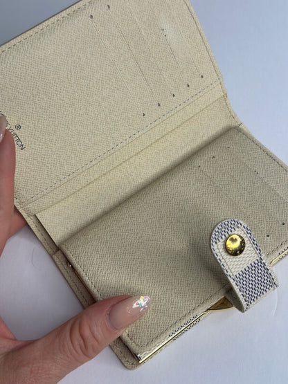 Pre-owned Louis Vuitton Damier azur French wallet