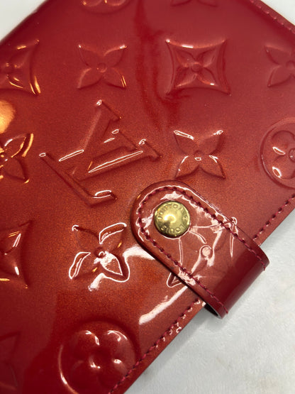 Pre-owned Louis Vuitton red vernis Vernis Small Ring Agenda Cover Pomme D'Amour agenda PM