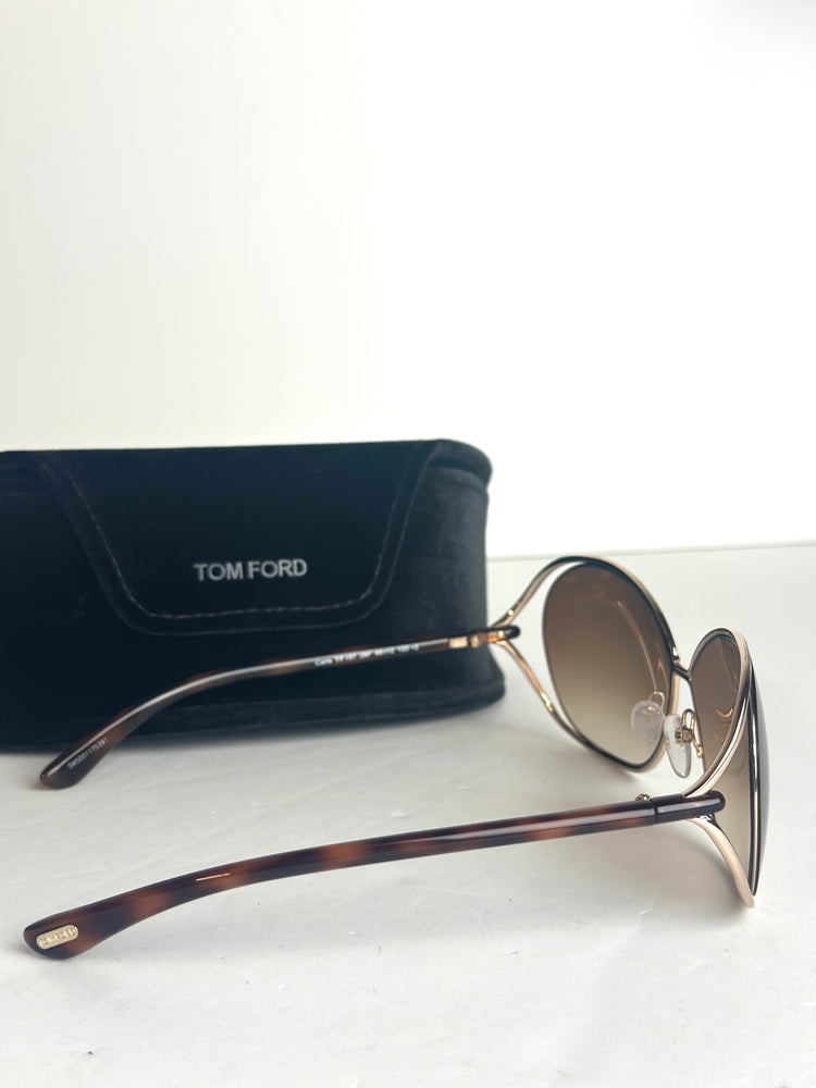 #7 Pre-Owned Tom Ford Women's Carla 66mm Shiny Rose Gold Sunglasses