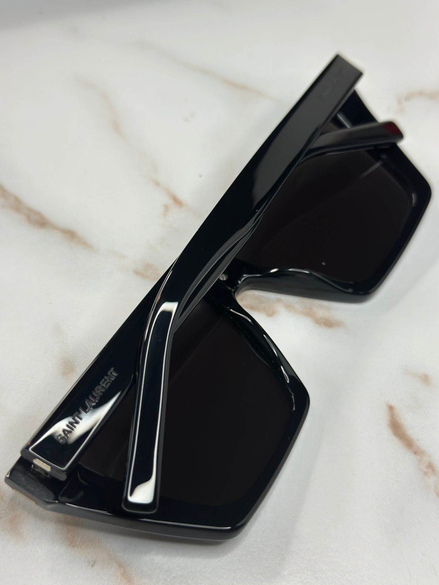 Pre-owned Saint Laurent black x silver geometric frame sunglasses