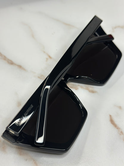 Pre-owned Saint Laurent black x silver geometric frame sunglasses