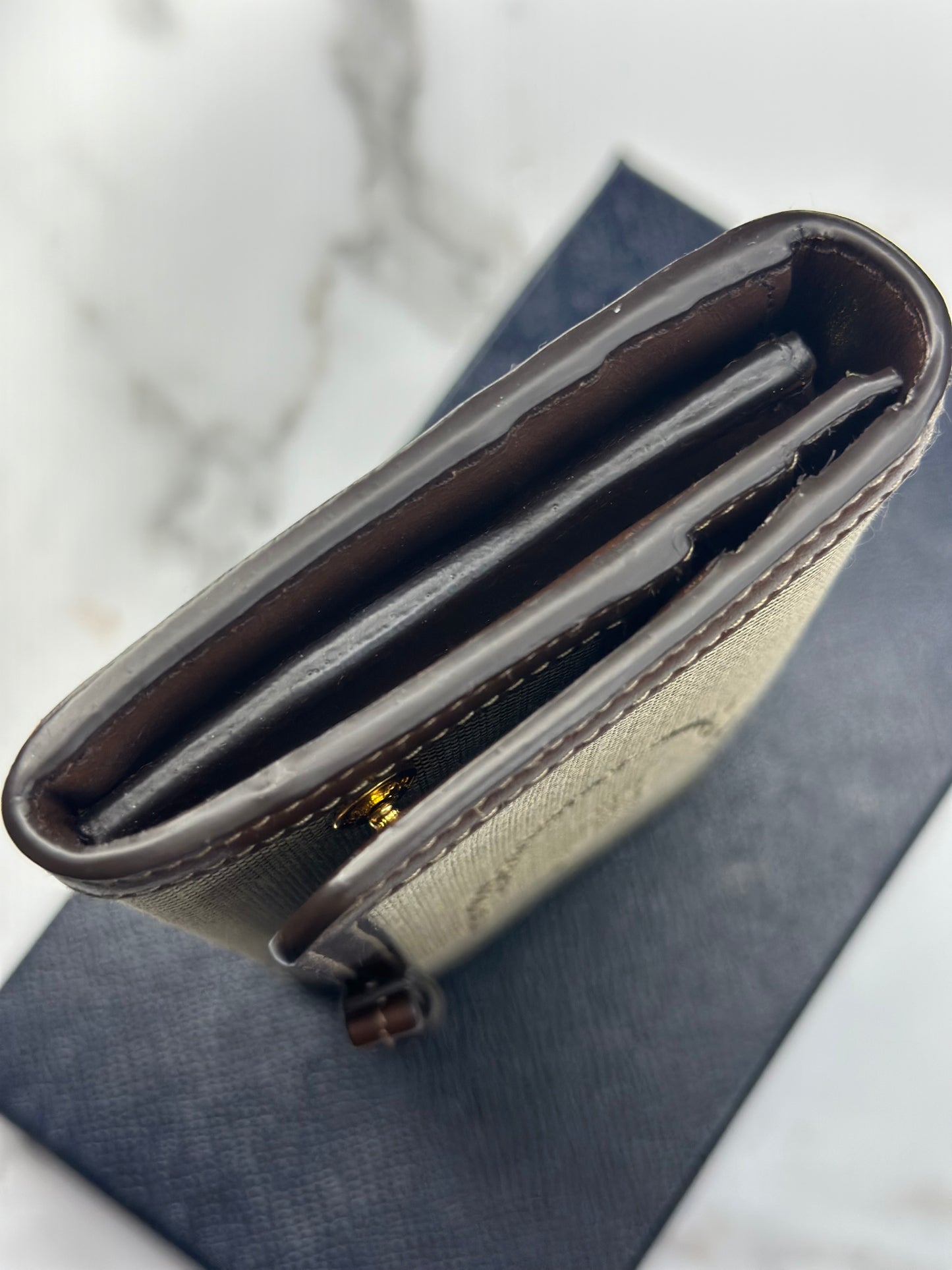 Pre-owned Prada beige x Brown canvas long wallet