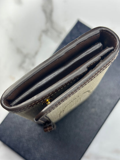 Pre-owned Prada beige x Brown canvas long wallet