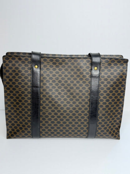 Pre-owned Celine black x brown macadam canvas tote
