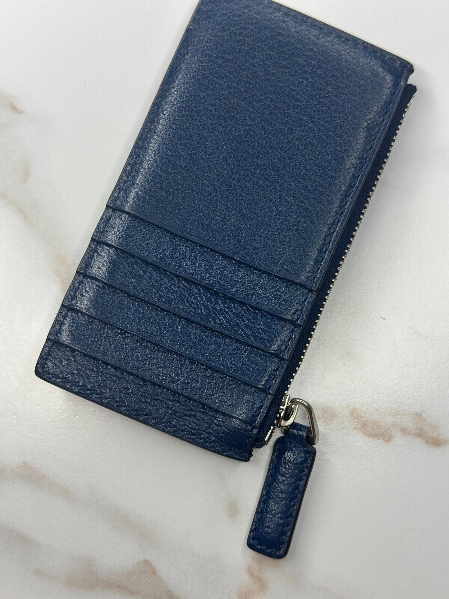 Gucci GG dark blue leather card case