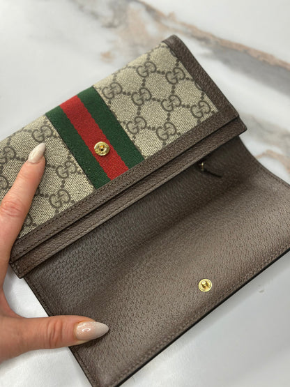 Pre-owned Gucci Ophidia Continental Wallet GG beige Coated Canvas