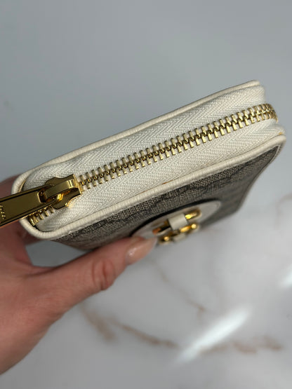 Pre-owned Gucci Horsebit canvas x leather zippy wallet