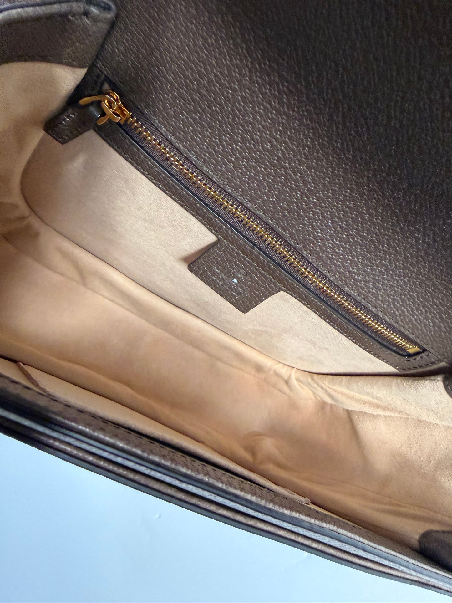 Pre-owned Gucci GG Supreme Monogram Web Small Ophidia Flap Messenger Bag Brown