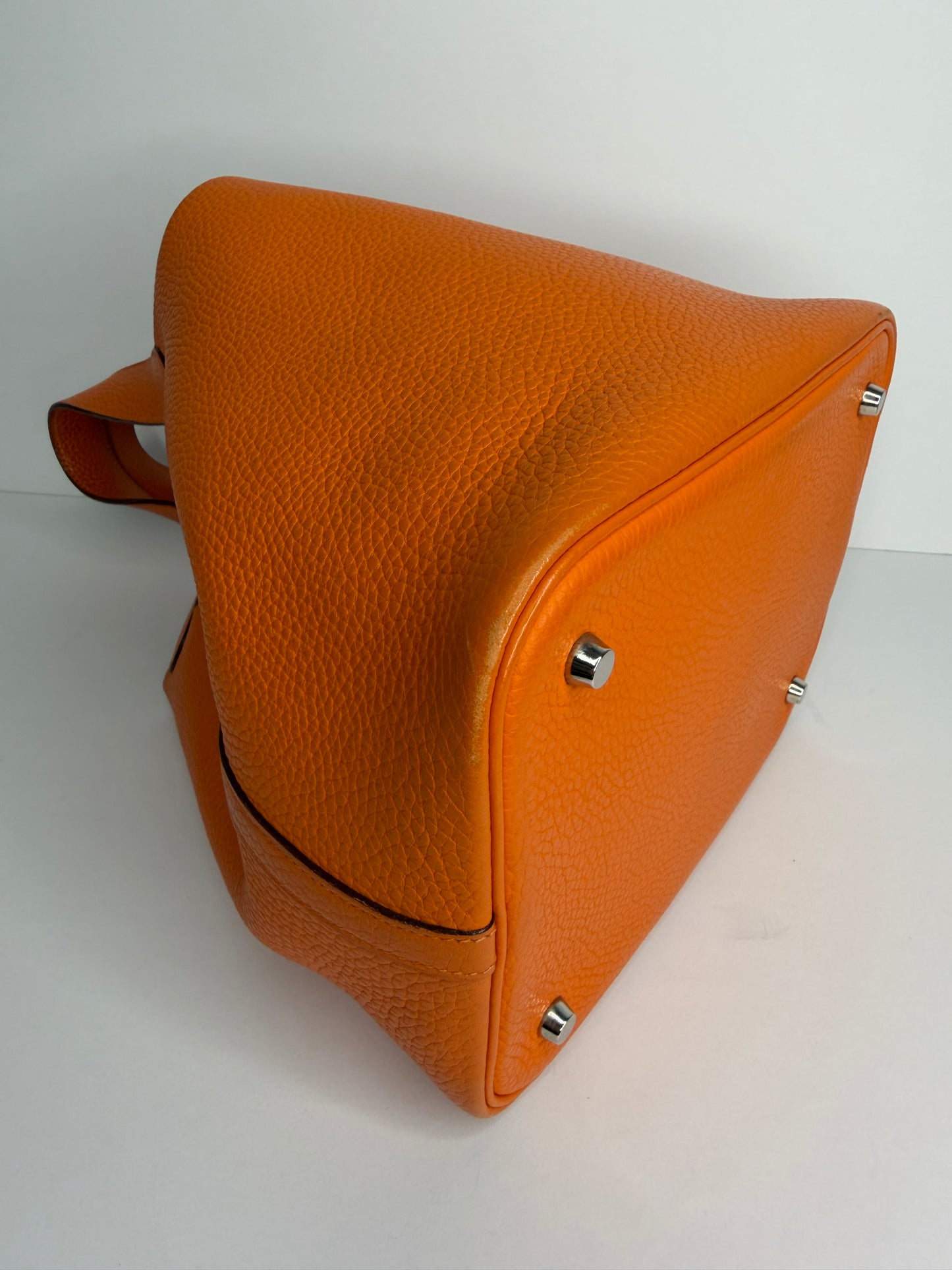 Hermes Clemence Orange Leather Picotin 22 tote