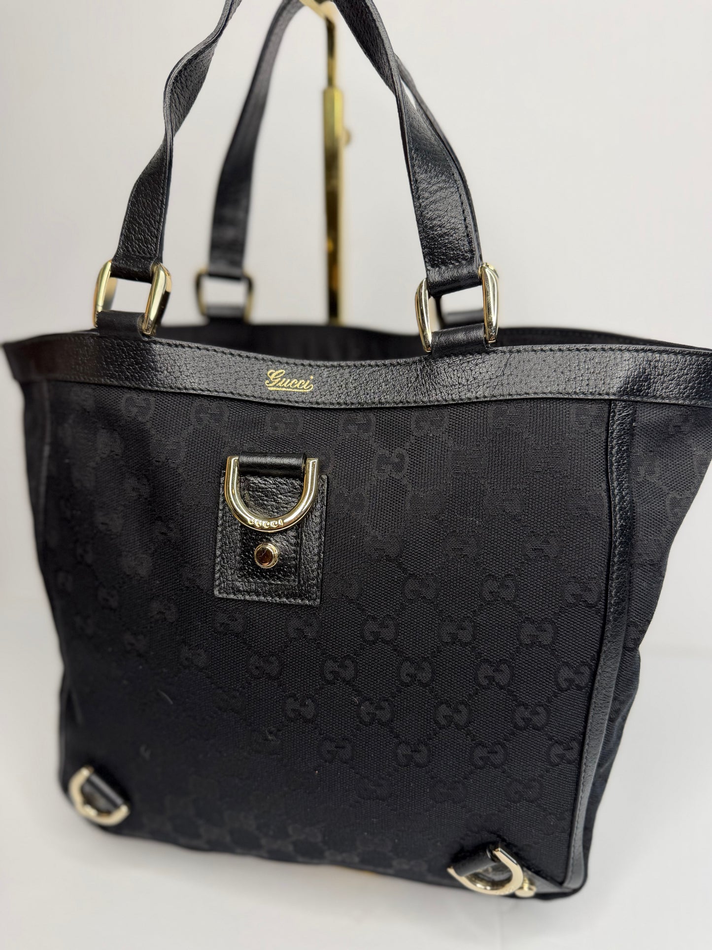 Pre-owned Gucci GG Black canvas abbey tote