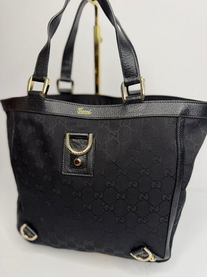 Pre-owned Gucci GG Black canvas abbey tote