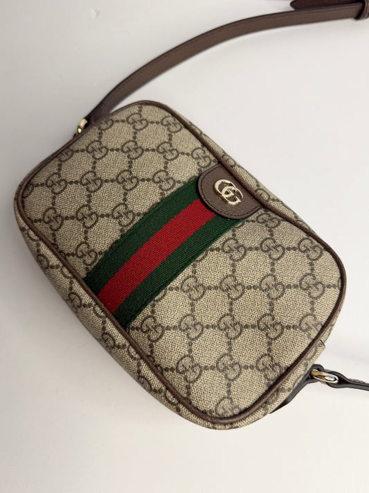 Pre-owned Gucci Ophidia supreme canvas small camera bag crossbody
