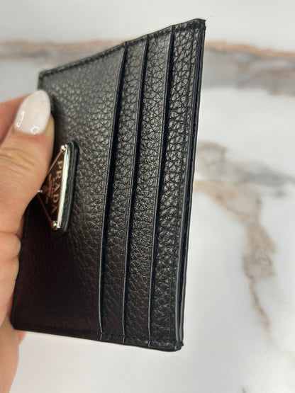 Pre-owned Prada black vitello leather cardholder