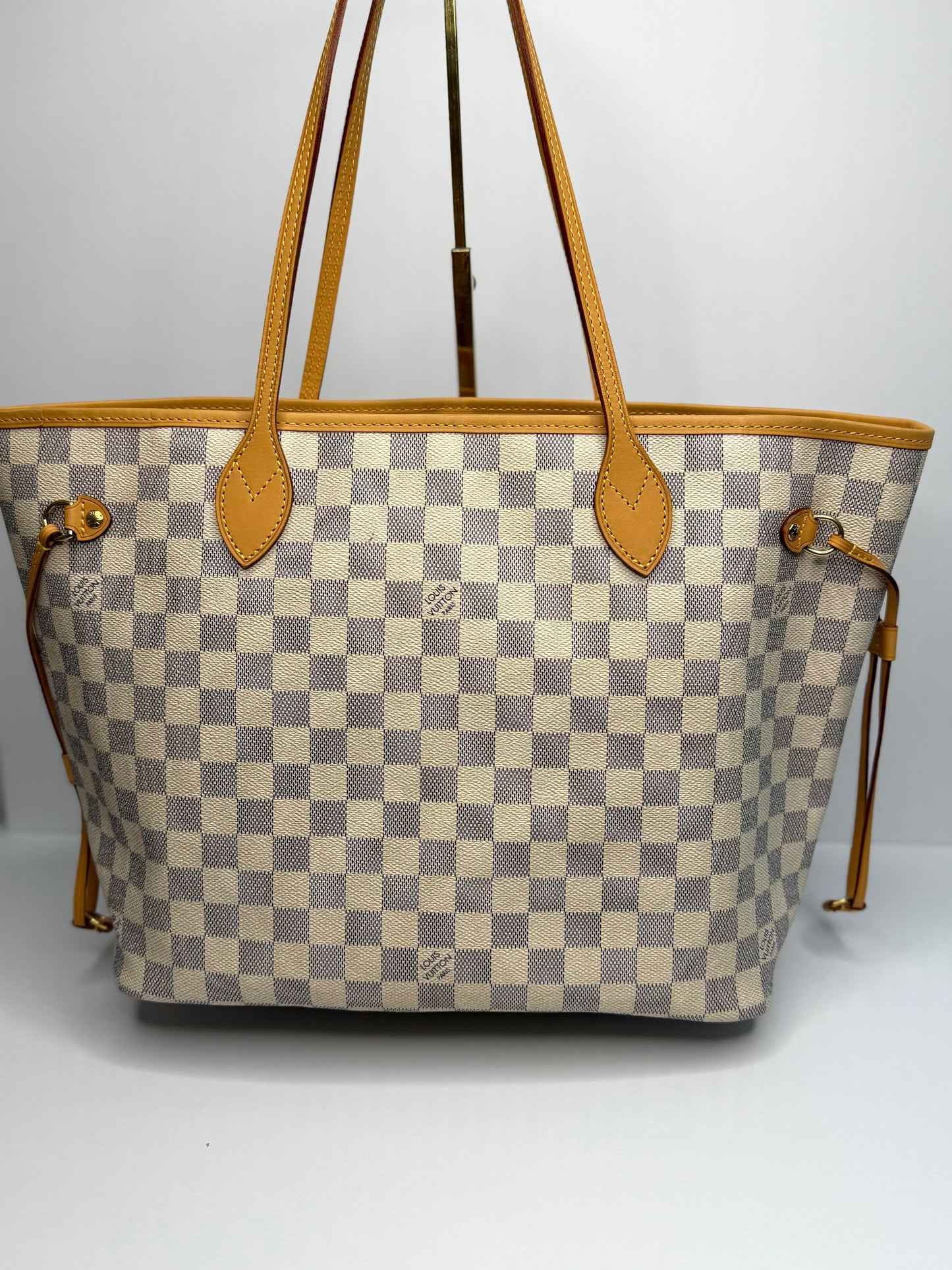 Pre-owned Louis Vuitton Damier azur neverfull MM tote
