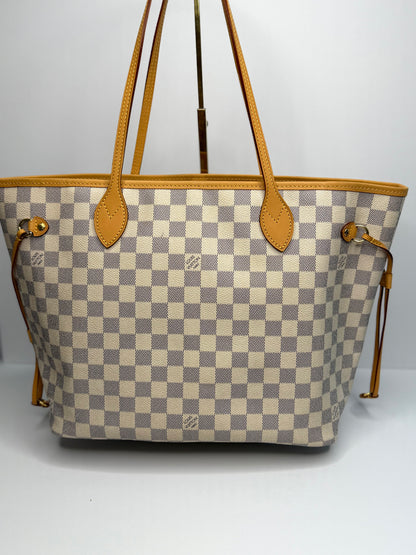 Pre-owned Louis Vuitton Damier azur neverfull MM tote