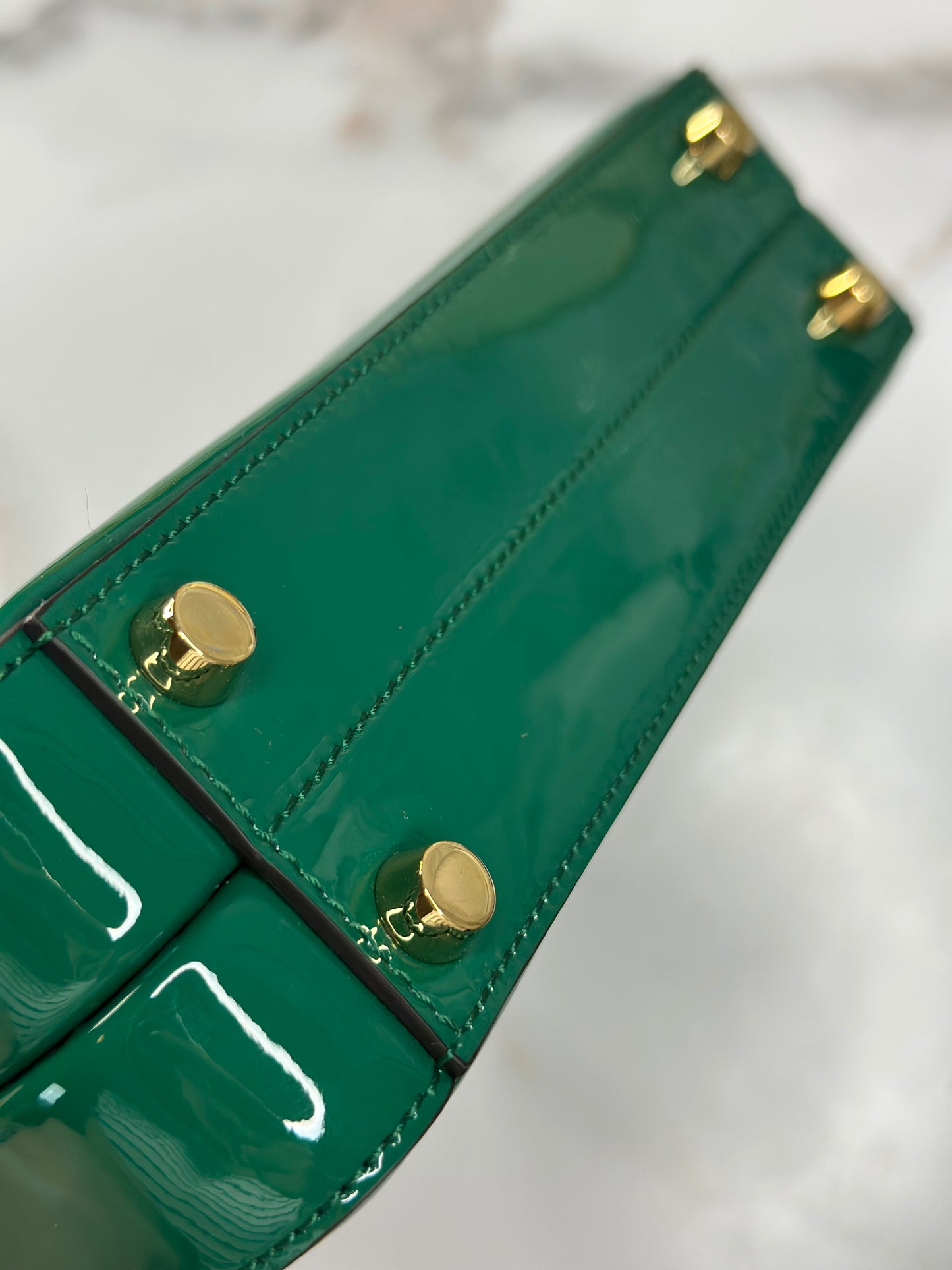 Pre-owned Gucci Green patent leather Sylvie 1969 with gold hardware shoulder bag