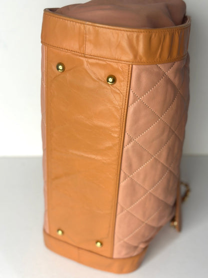 Pre-owned Chanel Matelasse Lambskin 2-Way bicolor Shoulder Bag
