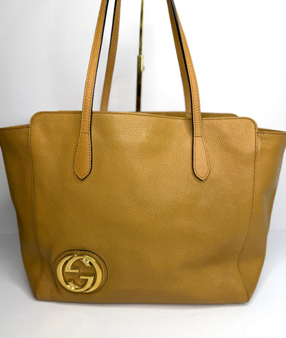 Pre-owned Gucci Interlocking logo Camel leather should tote