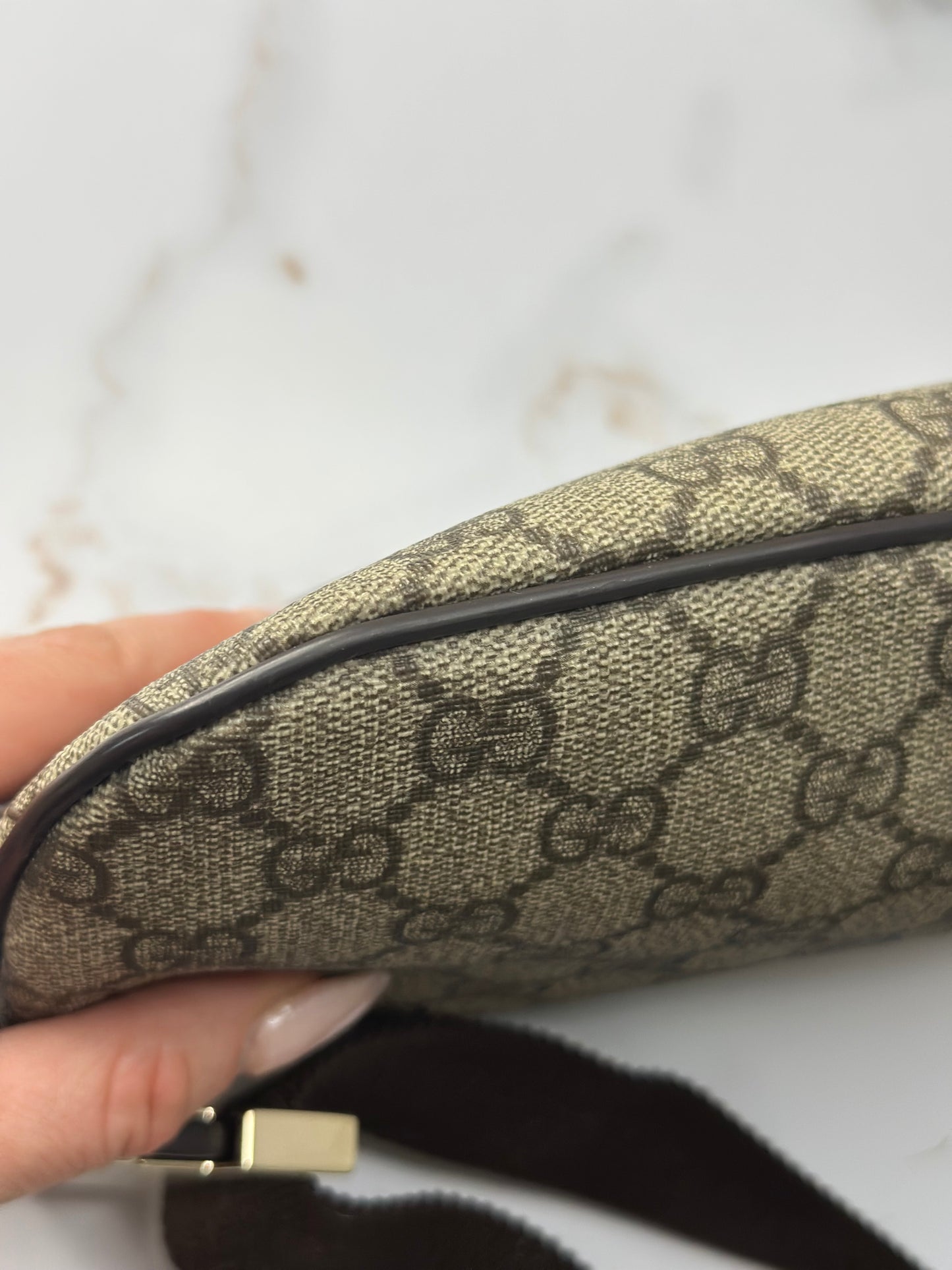 Pre-owned Gucci GG Supreme Monogram Belt Bag Dark Brown